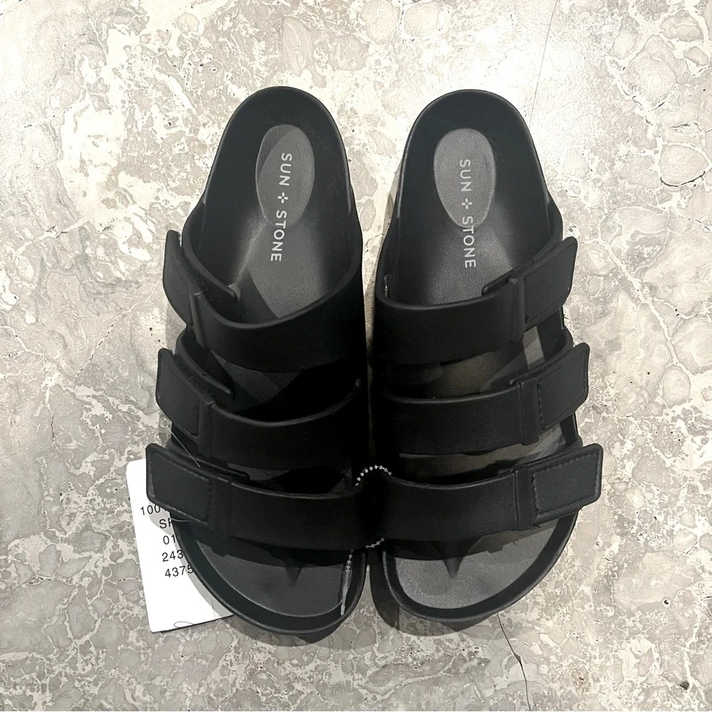 Sun + Stone Adjustable Strap Comfort Bowie Slip On Slide Sandals Size 8 NWT